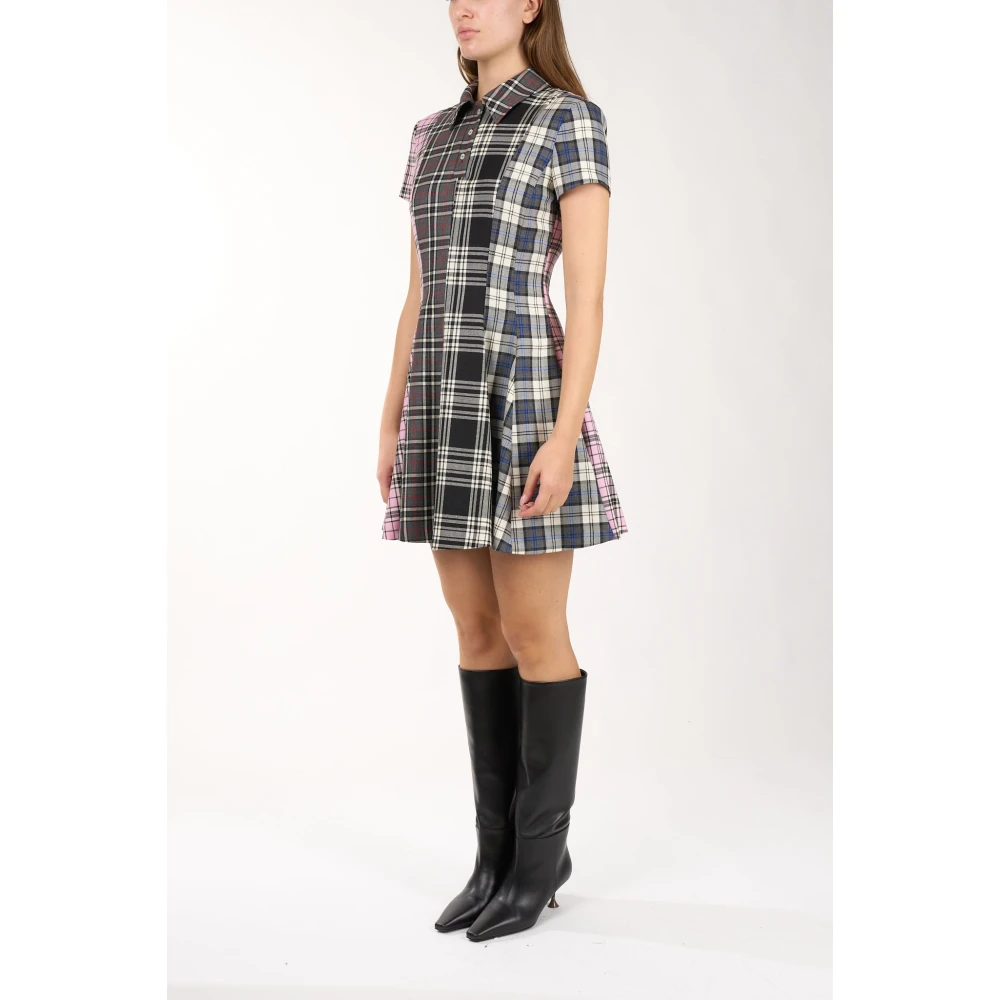 Msgm Tartan Wol Mini Jurk Multicolor Dames