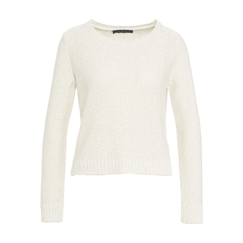 Kaos Beige Gebreide Trui Met Pailletten Beige Dames