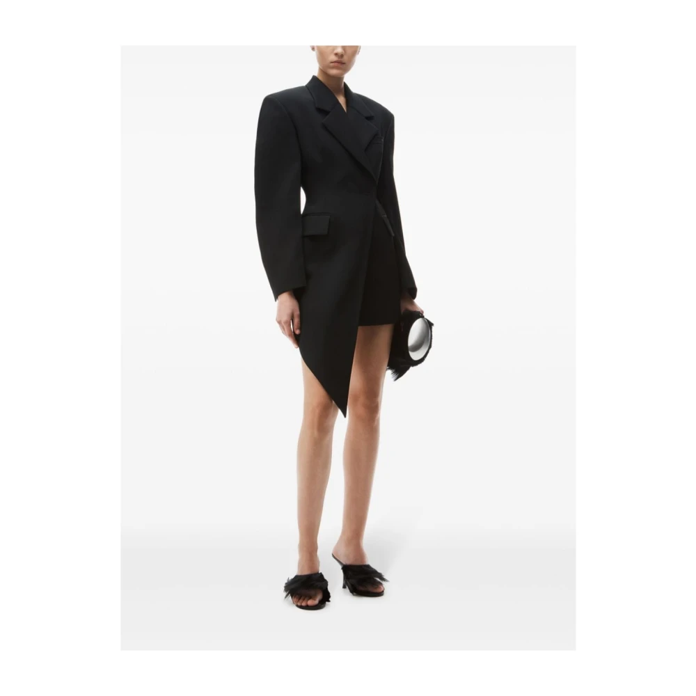 alexander wang Zwarte Asymmetrische Blazer Korte Jurk Black Dames