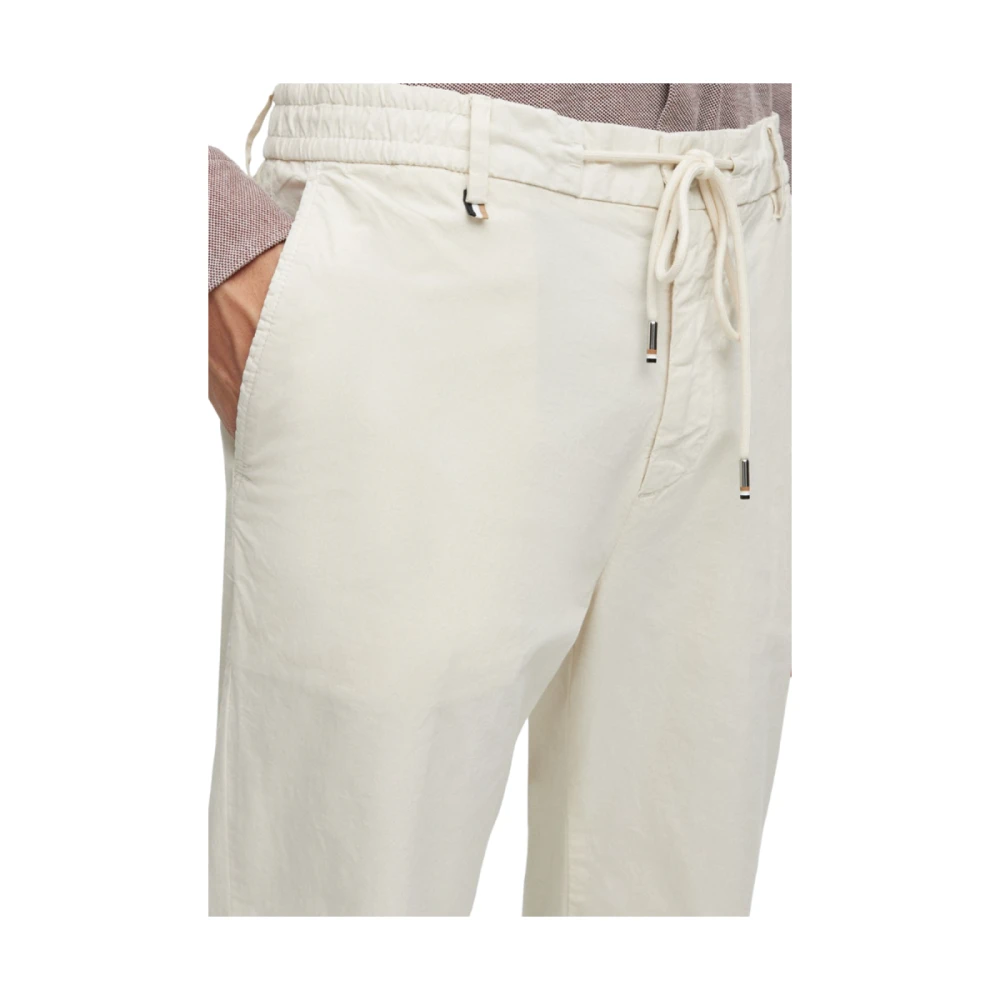 Boss Witte elastische katoenen broek met taps toelopende pijpen White Heren