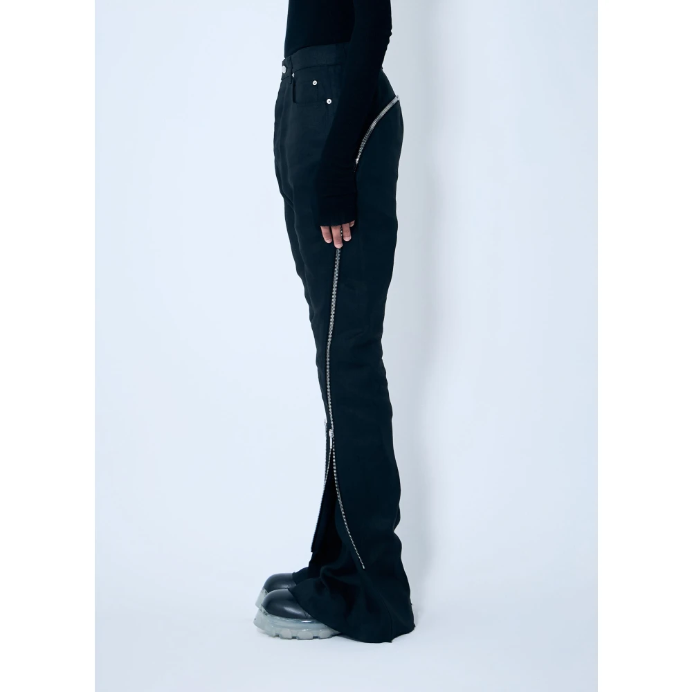 Rick Owens Linnen Banana Broek met Ritssluiting Black Heren