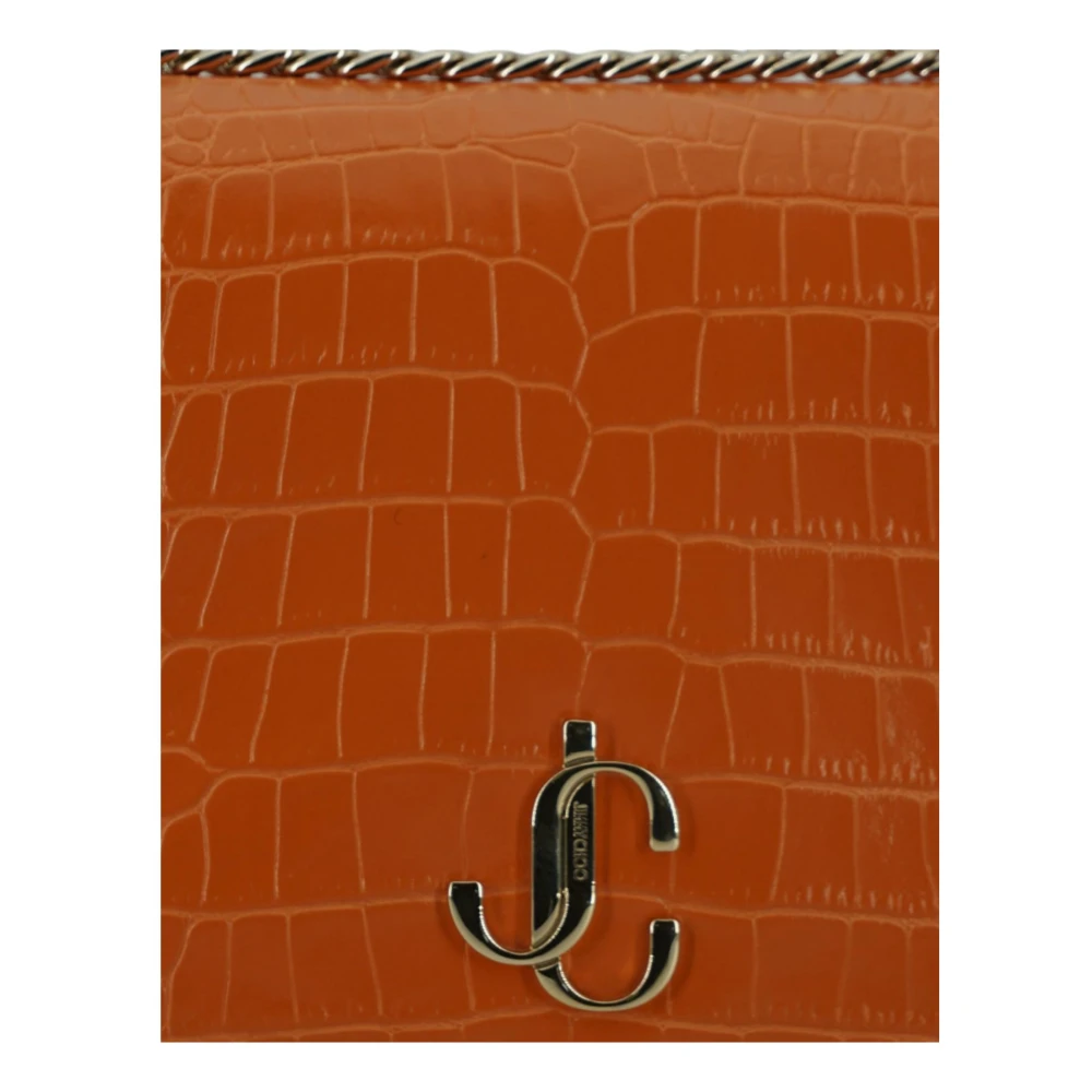 Jimmy Choo Oranje Krokodil Geëmbosseerde Leren Schoudertas Orange Dames