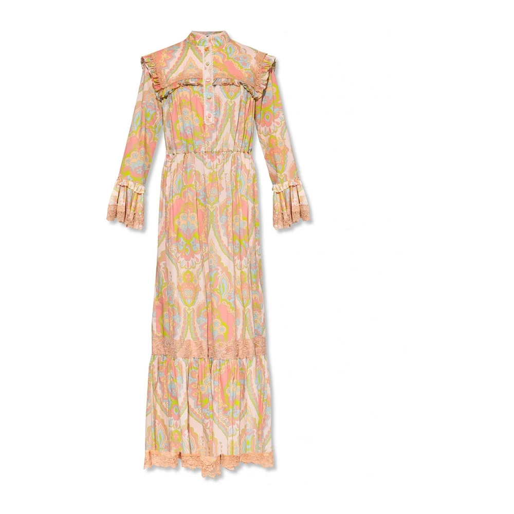 Gucci Multicolor Maxi Dresses, Female, S, Floral Lace Trim Dress