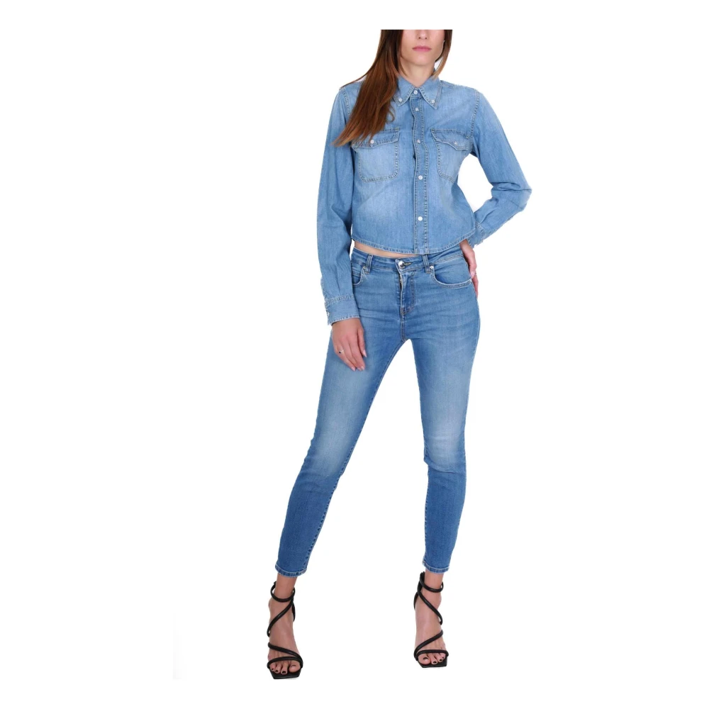 pinko Hoge Taille Skinny Denim Jeans Blauw Blue Dames