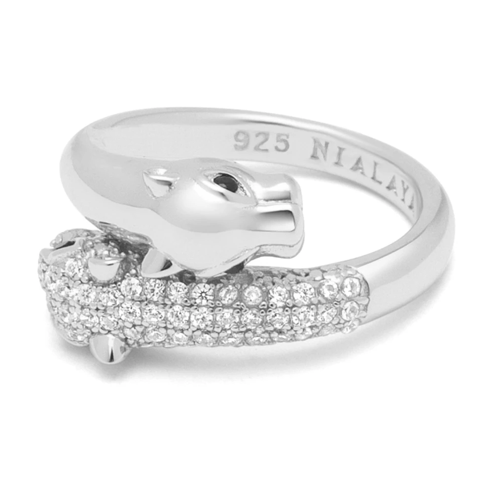 Nialaya Twisted Panther Ring in Silver Gray Dames