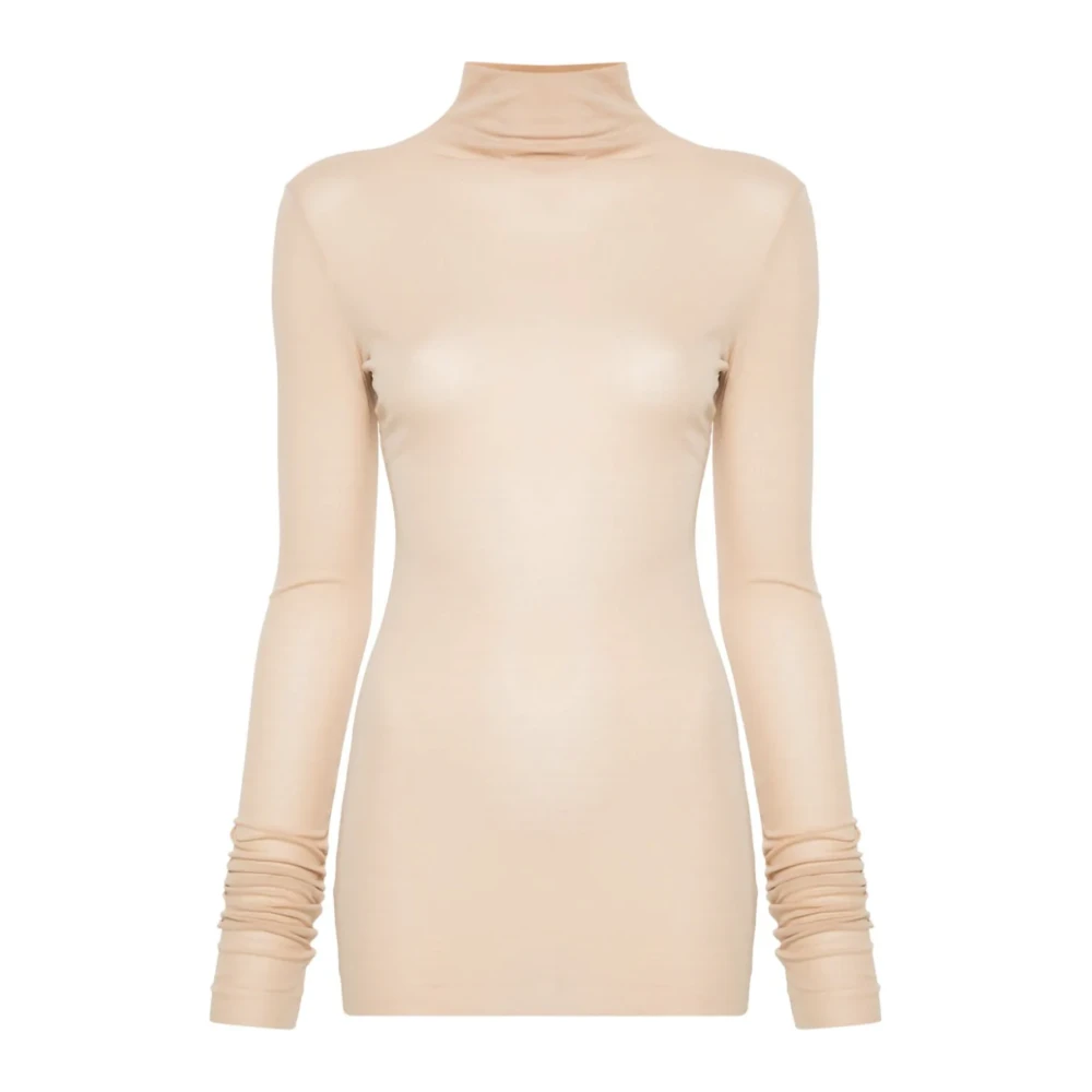 Jil Sander Beige Doorschijnende Lange Mouw Top Beige Dames