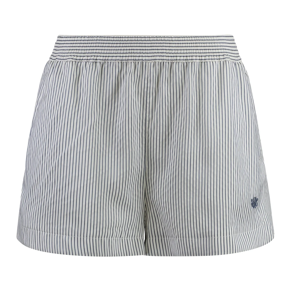 Stella Mccartney Gestreepte zijden shorts met elastische tailleband White Dames