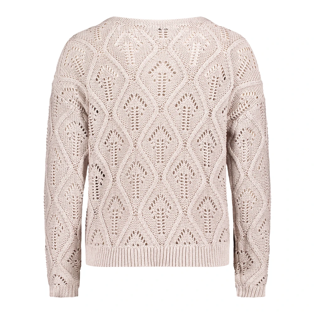 Betty & Co Casual Gebreide Trui met Open Details Beige Dames