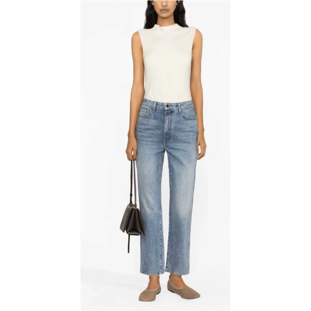 Khaite Stonewashed Straight-Leg Jeans Blue Dames