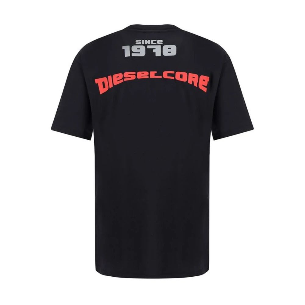 Diesel Monochrome Patroon Katoen Crew Neck T-Shirt Black Heren