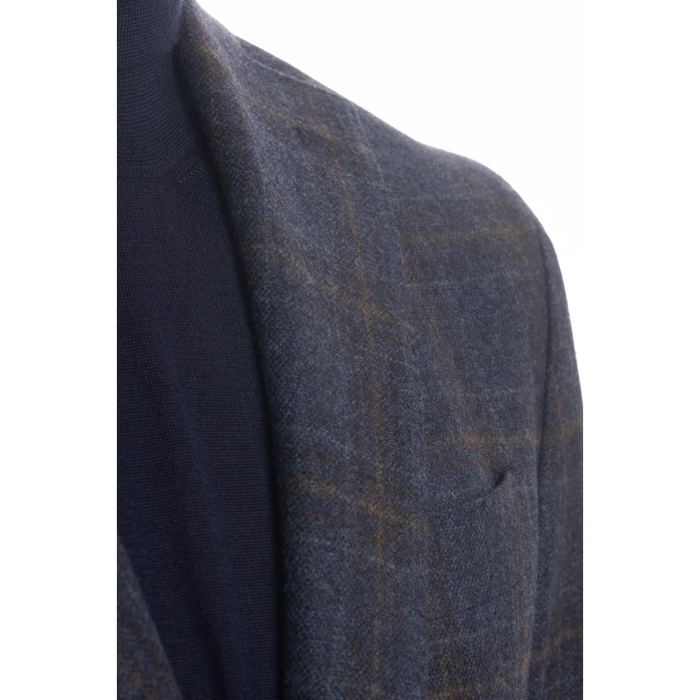 Barba Wol Kasjmier Jas Drie Knopen Multicolor Heren