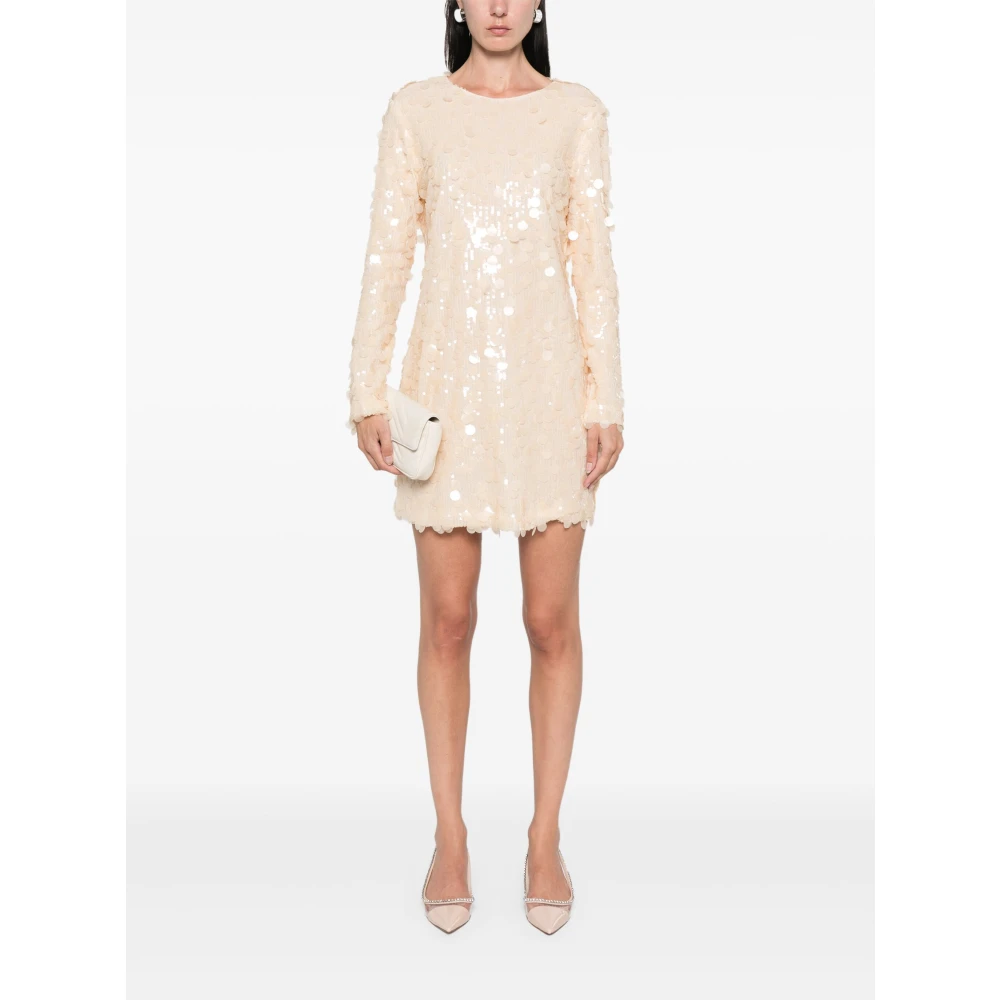 Semicouture Paillettenjurk met V-hals Beige Dames