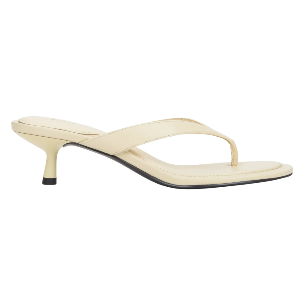 Estro Yellow Heeled Mules, Female, 6 Uk, Thong Mules With Kitten Heel