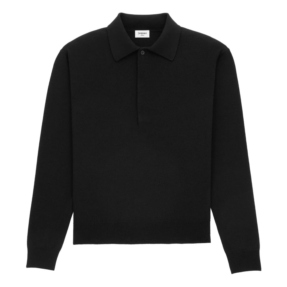 Saint Laurent Zwarte wollen poloshirt Italië gemaakt Black Heren