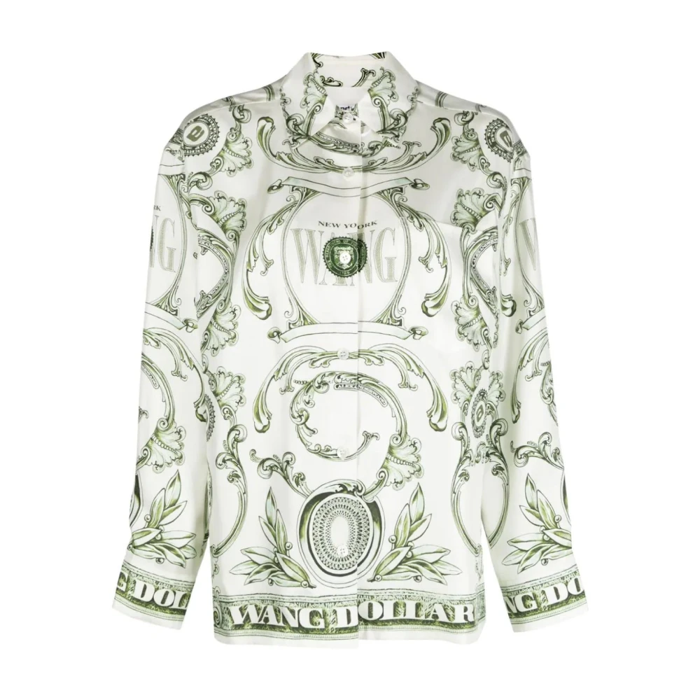 Alexander wang Geldprint zijden shirt Green Dames