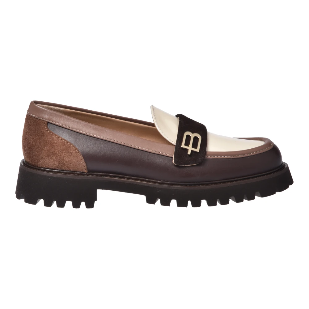 Baldinini Women's Brown Dark Leather And Vanilla Patent Leather Loafers - Loafers - 6 Uk - Shoes
