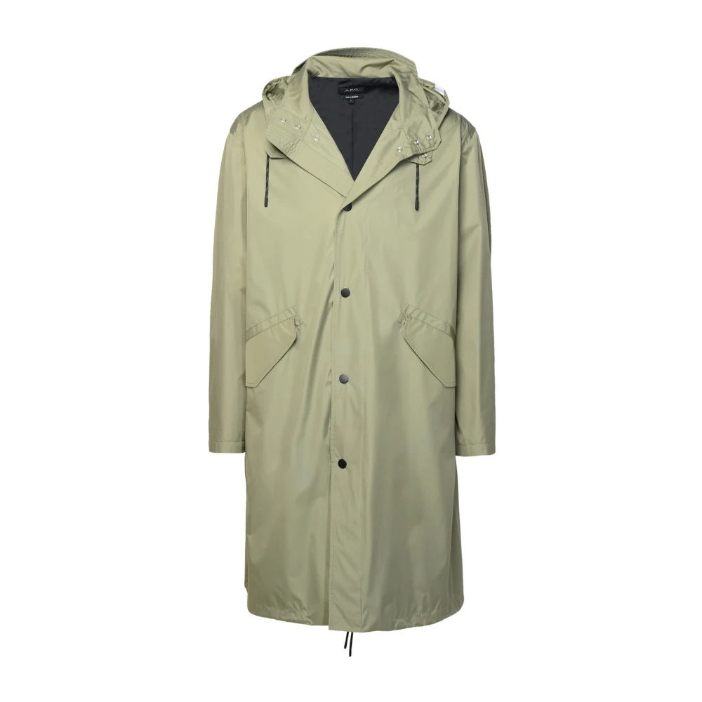 A.p.c. Licht Khaki Polyester Blend Parka Green Heren