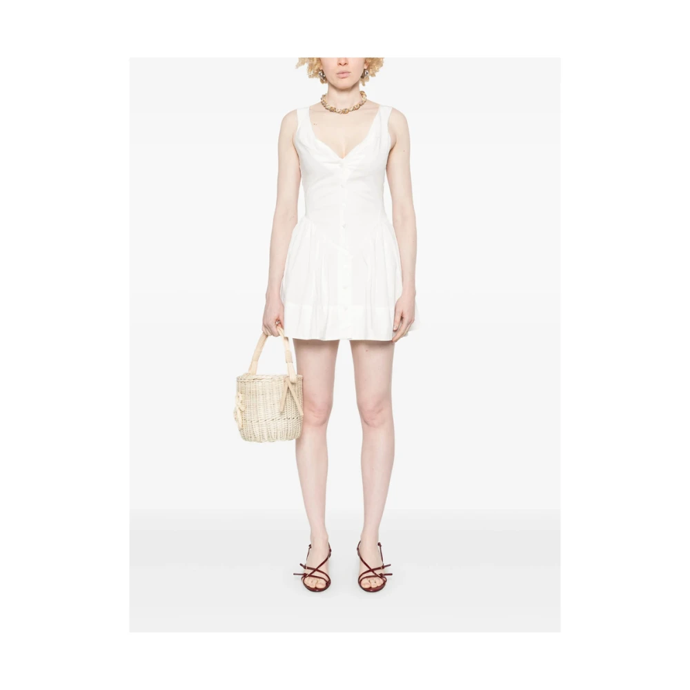 Frankies Bikinis Witte Mouwloze Jurk met V-hals en Zakken White Dames
