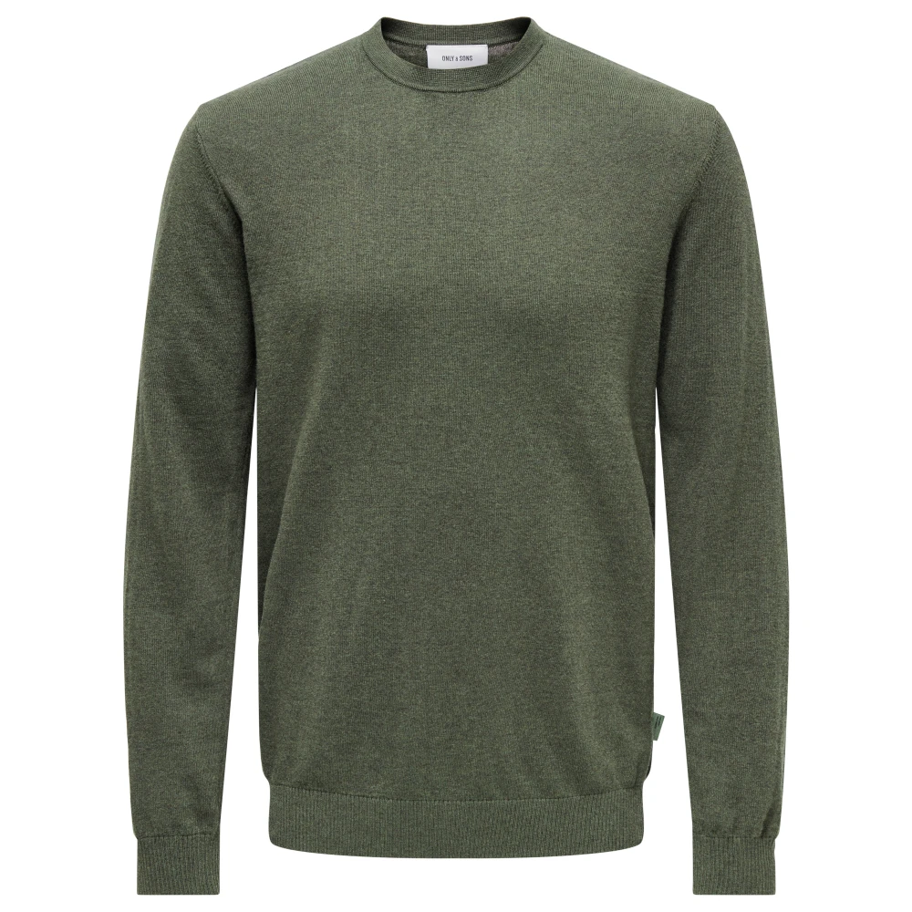 Only & Sons Crew Knit Sweater in Castor Melange Green Heren