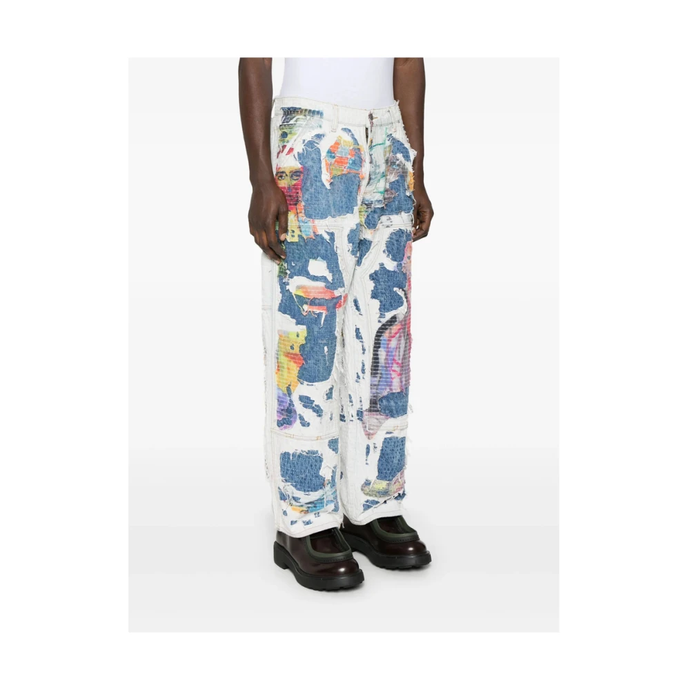 KidSuper Studios Lichtblauwe kinderbroek met gezichtsprint Multicolor Heren