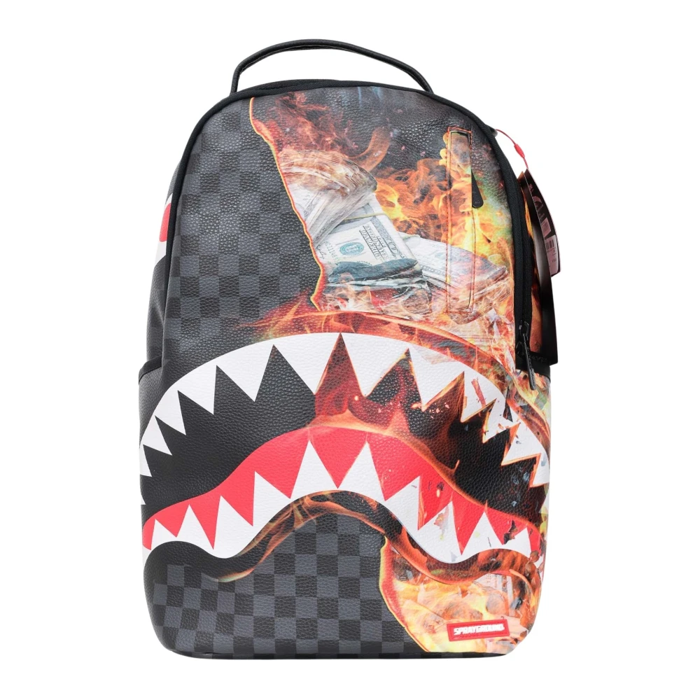 Sprayground Zwarte Shark Check Rugzak Black Unisex
