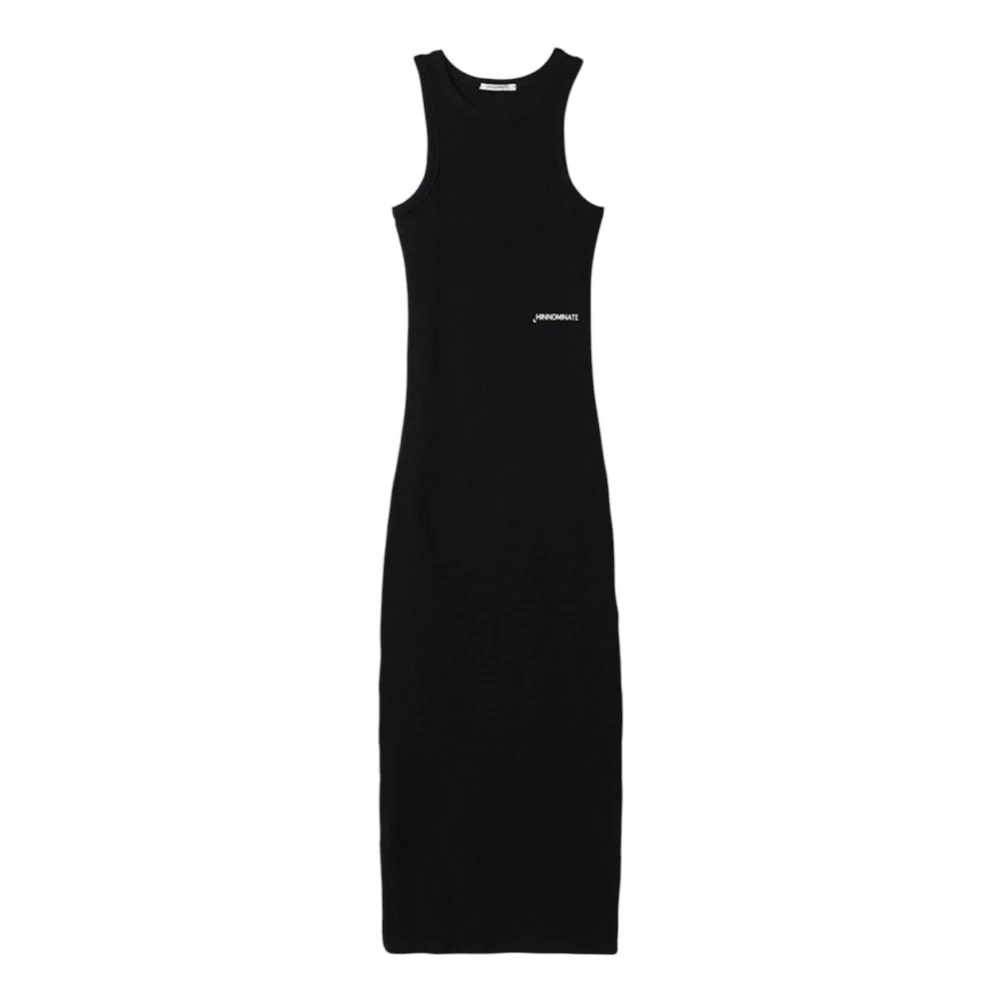 Hinnominate Vrouw Zwart Vestito Lungo Costine Smanicato