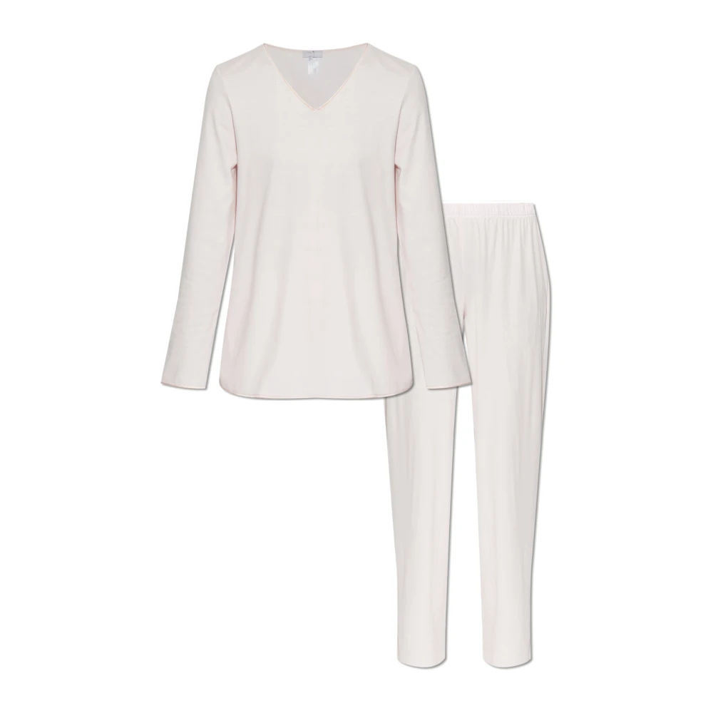 Hanro Donna Rosa - Cotton Silk L/Slv Pajama - Nightwear & Lounge - L
