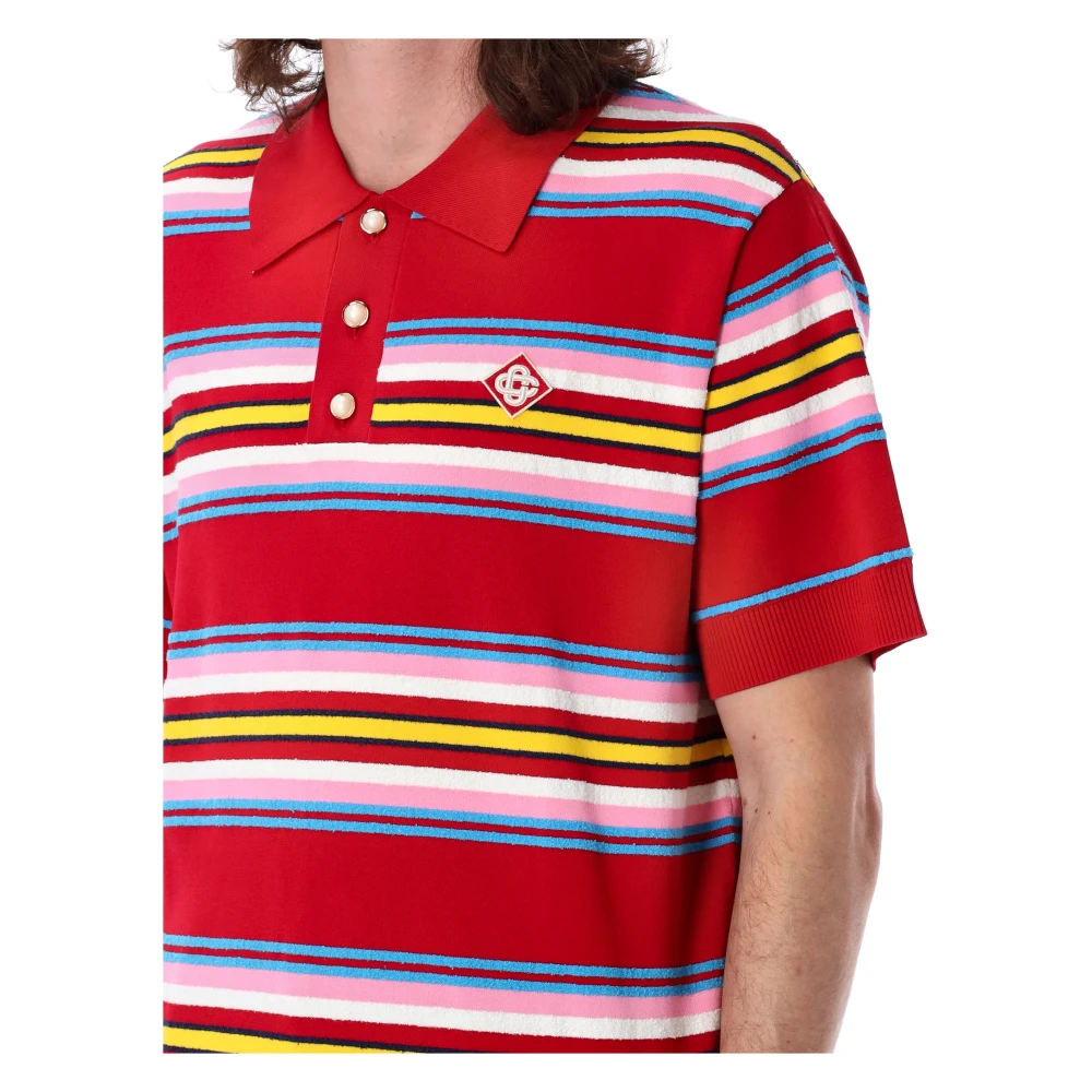 Casablanca Gestreept Gebreid Poloshirt Rood Multi Multicolor Heren