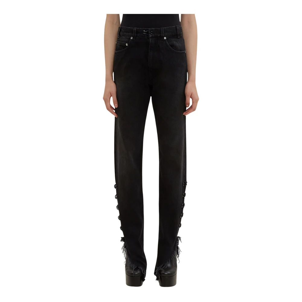 Oliver Theyskens Black Hook And Eye Straight Leg Jeans - Female - Straight Fit Jeans - Xs - Jeans