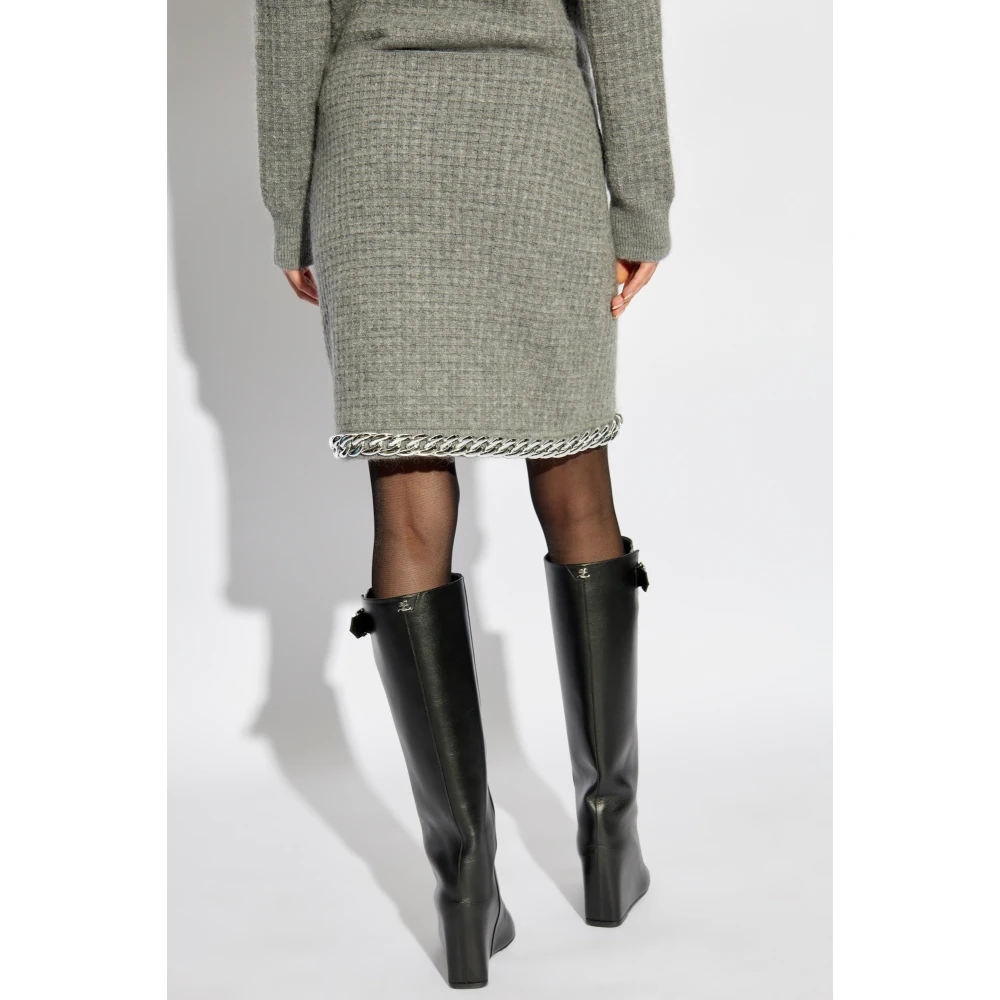 TORY BURCH Rok met wollen afwerking Gray Dames