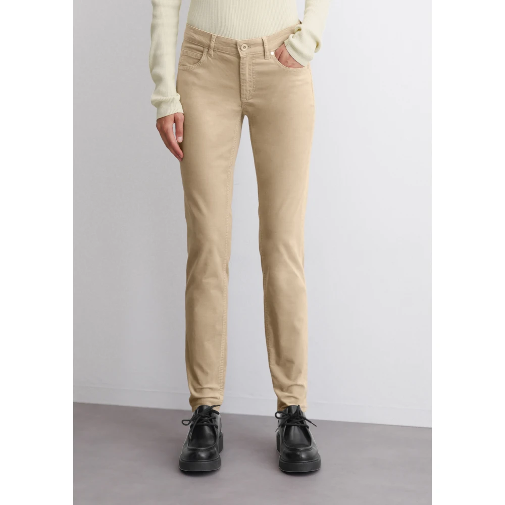 Marc O'Polo Fluwelen broek model Lulea slim Brown Dames
