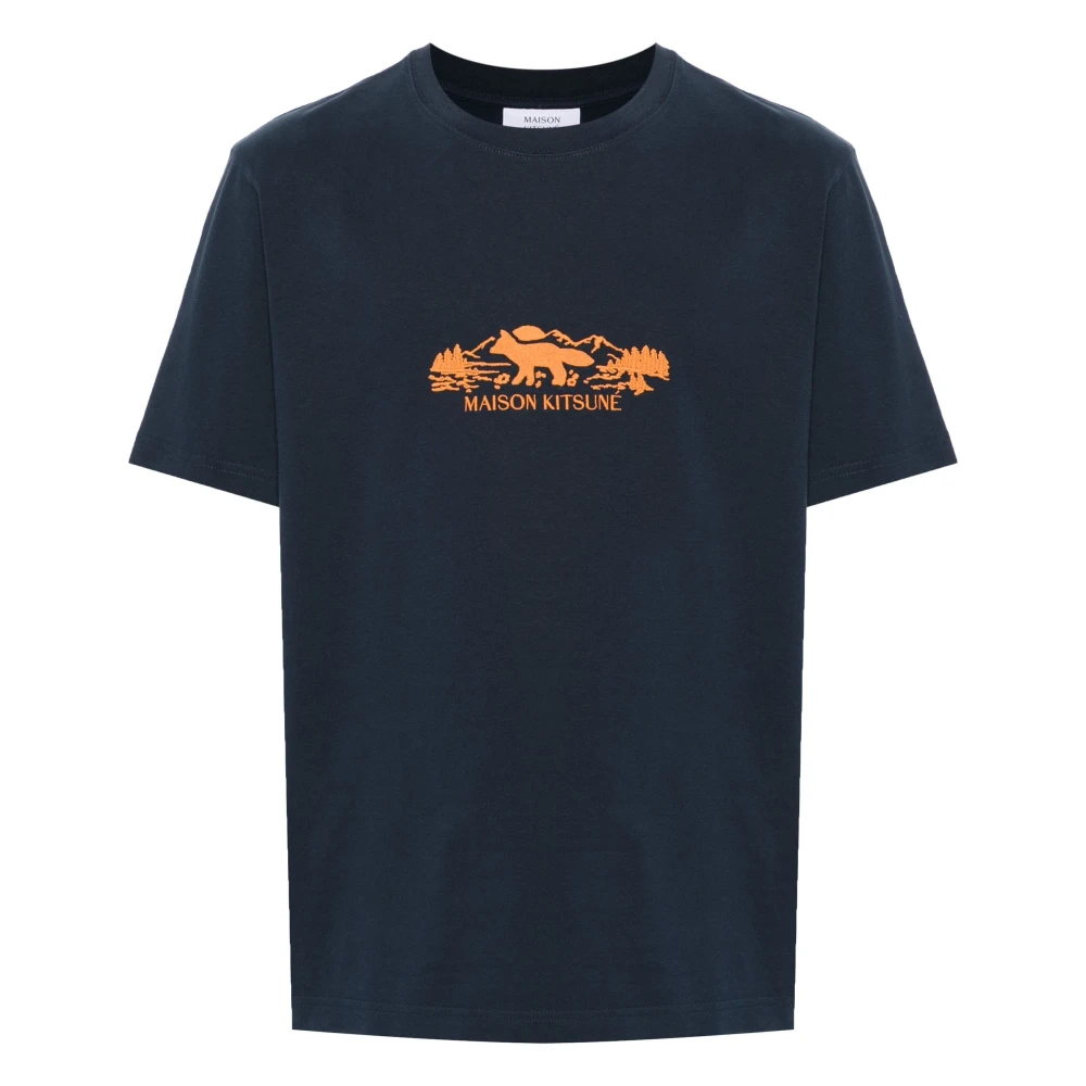 Maison Kitsuné Marinblå Fox T-shirt Blue, Herr