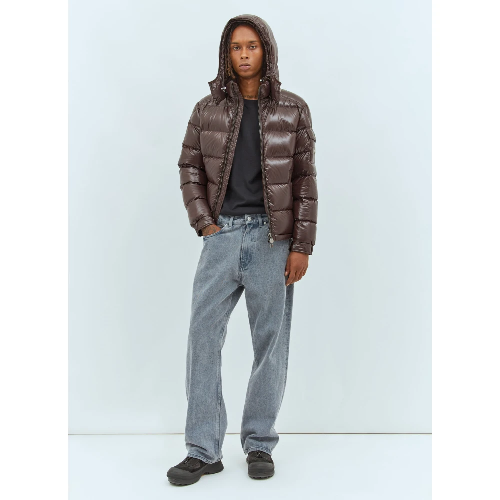 Moncler Gewatteerde korte donsjas met capuchon Brown Heren