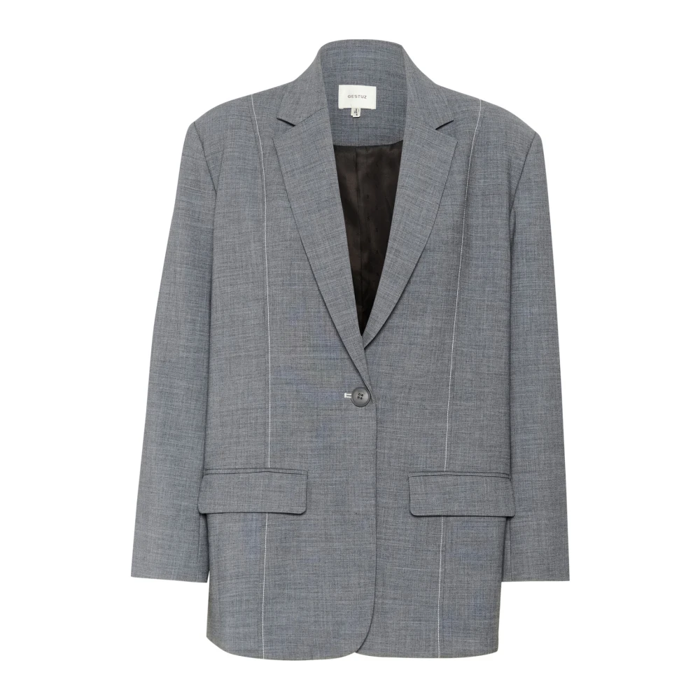 Gestuz Klassieke Blazer Jas Grijs Blauw Melange Gray Dames