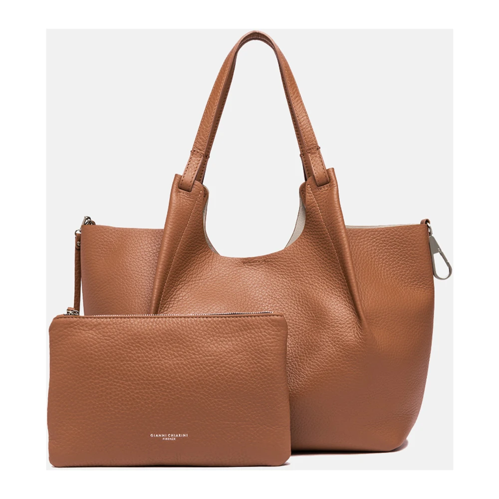 Gianni Chiarini Bruine leren maxi tas met handvatten Brown Dames