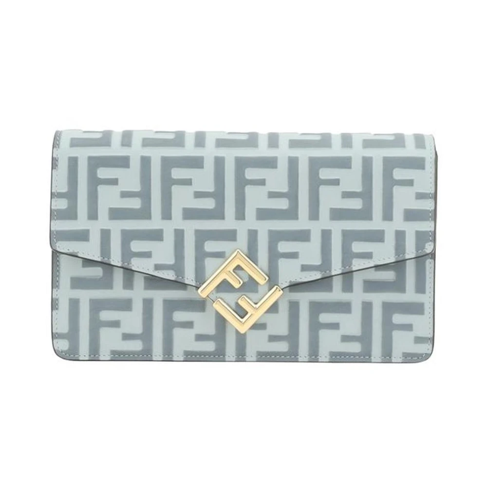 Fendi Diamanten Leren Clutch met Flap Blue Dames