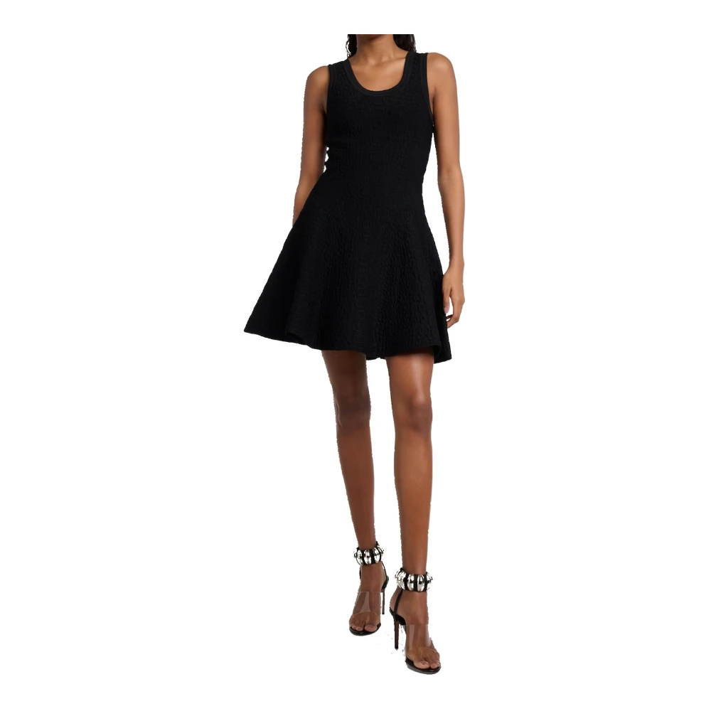 Alaïa Croco Mini Jurk Mouwloos Zijrits Black Dames