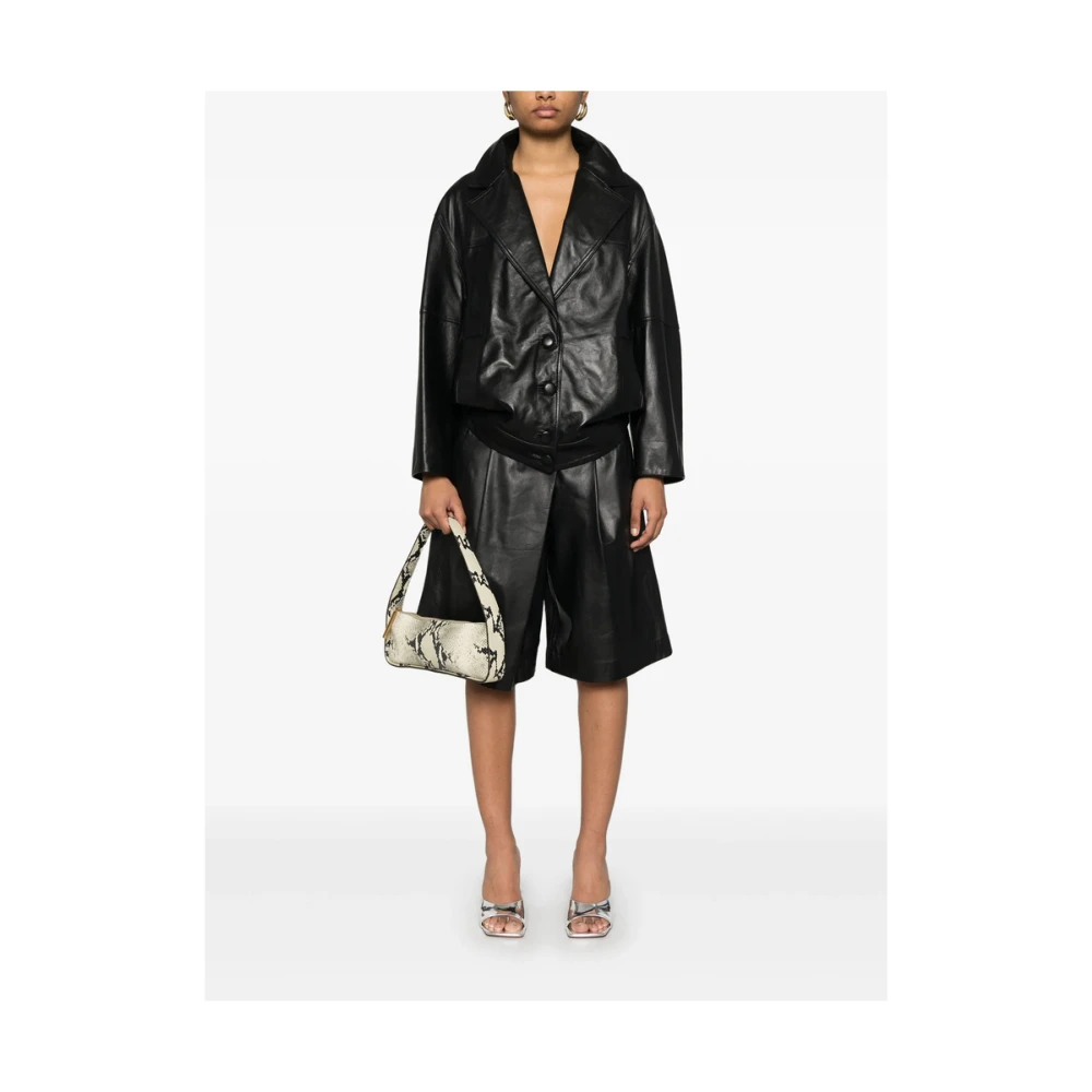 Marella Zwarte Leren Broek Emily R. Stijl Black Dames