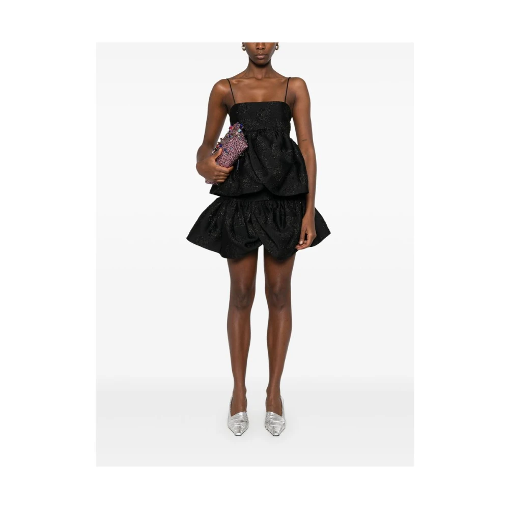 Rotate Birger Christensen Zwarte Jurk met Gedrapeerd Bustier Black Dames