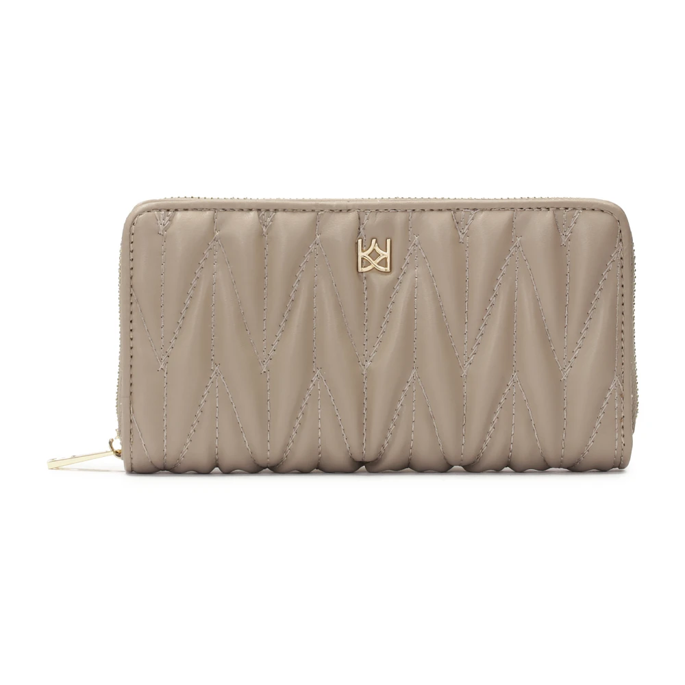 Kazar Leren grote ritsportemonnee in taupe kleur Beige Dames