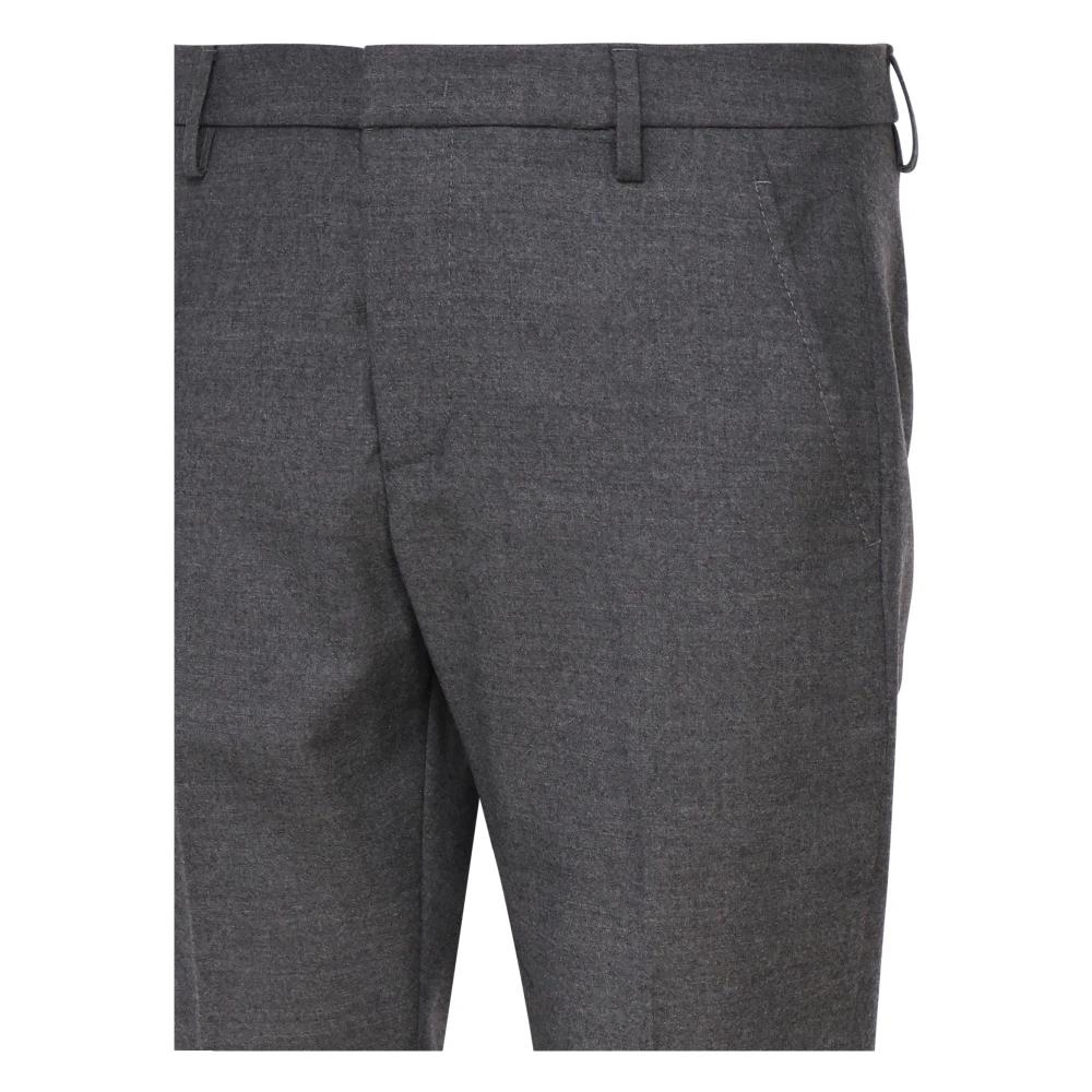 Dondup Grijze Wollen Blend Broek Enkel Lengte Gray Heren