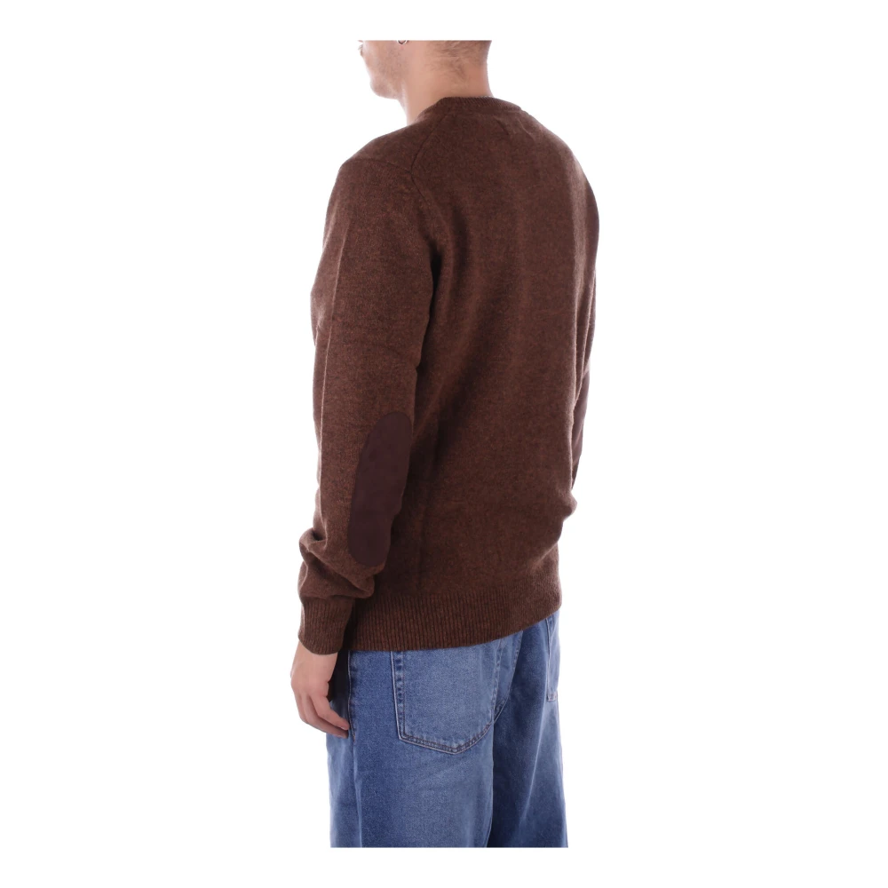 Barbour Logo Front Sweaters met Mouw Patches Brown Heren