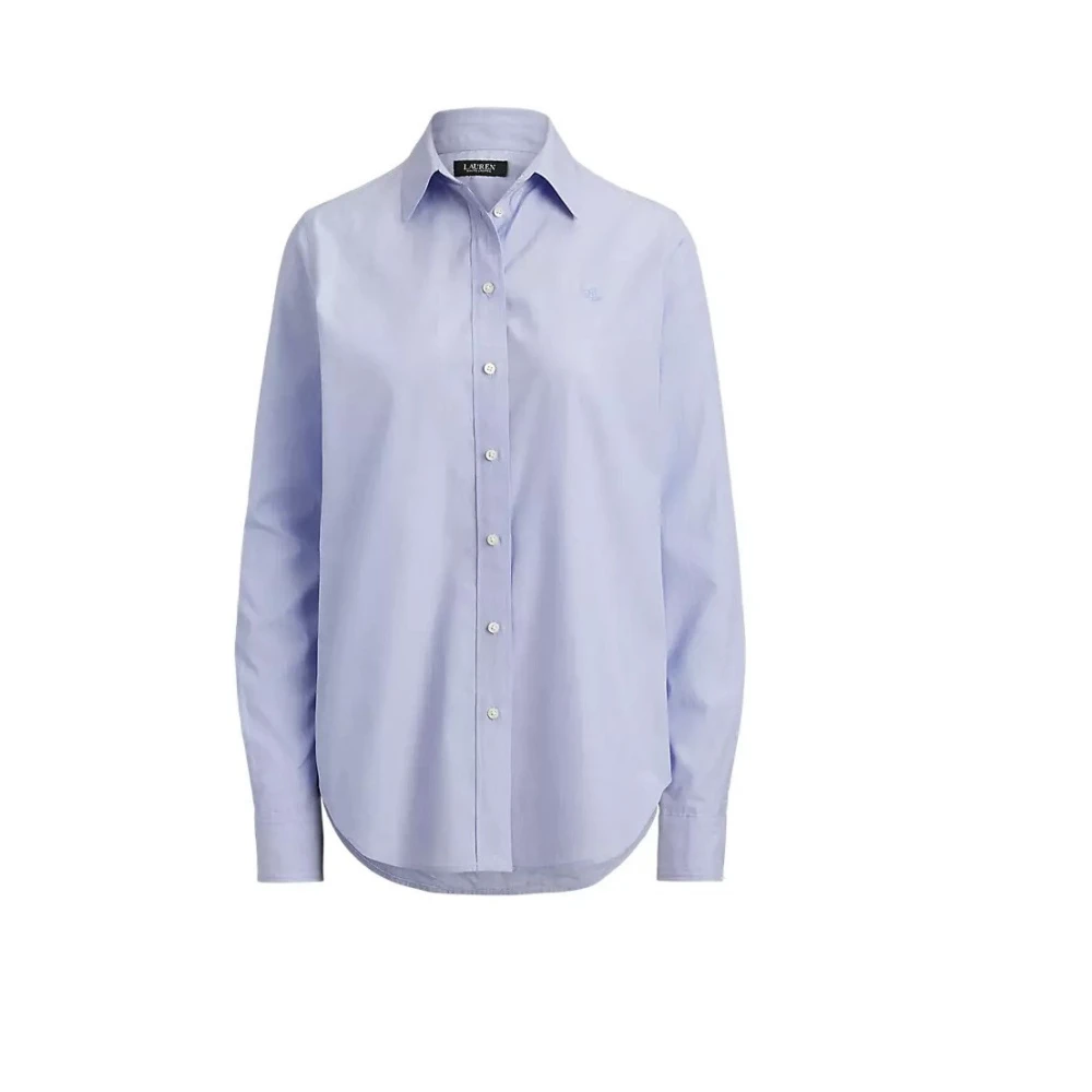 Ralph Lauren Blue Shirts, Female, Xl, Woven Point Collar Long Sleeve Button-Front Shirt