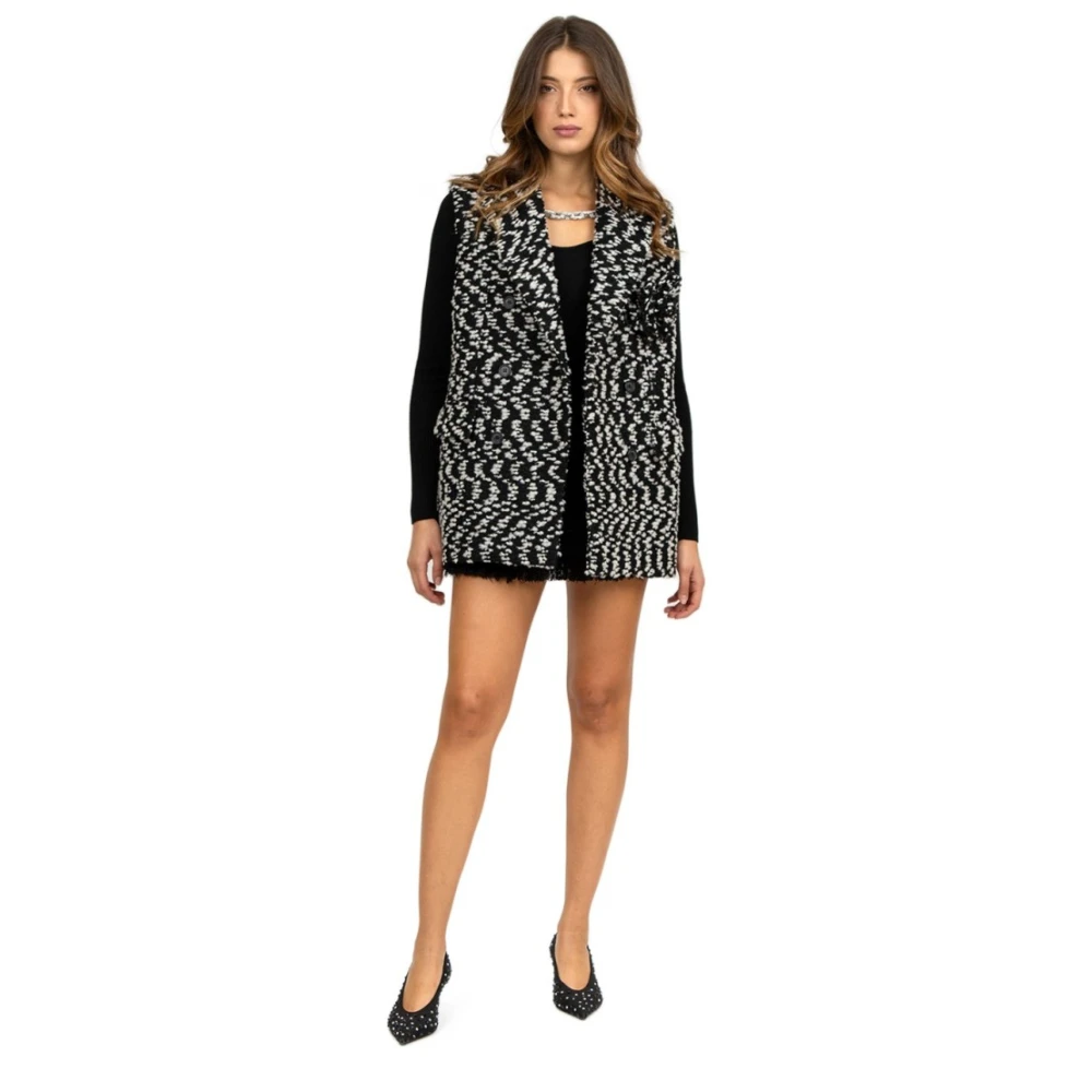 Giuseppe Di Morabito Zwart en Wit Boucle Jas Black Dames