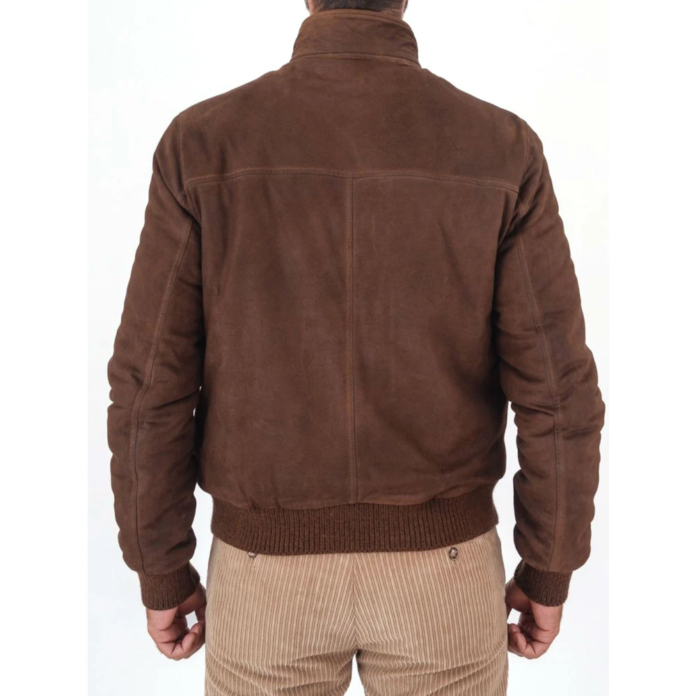 Roy Roger's Suede Brando Jas met Trechter Kraag Brown Heren
