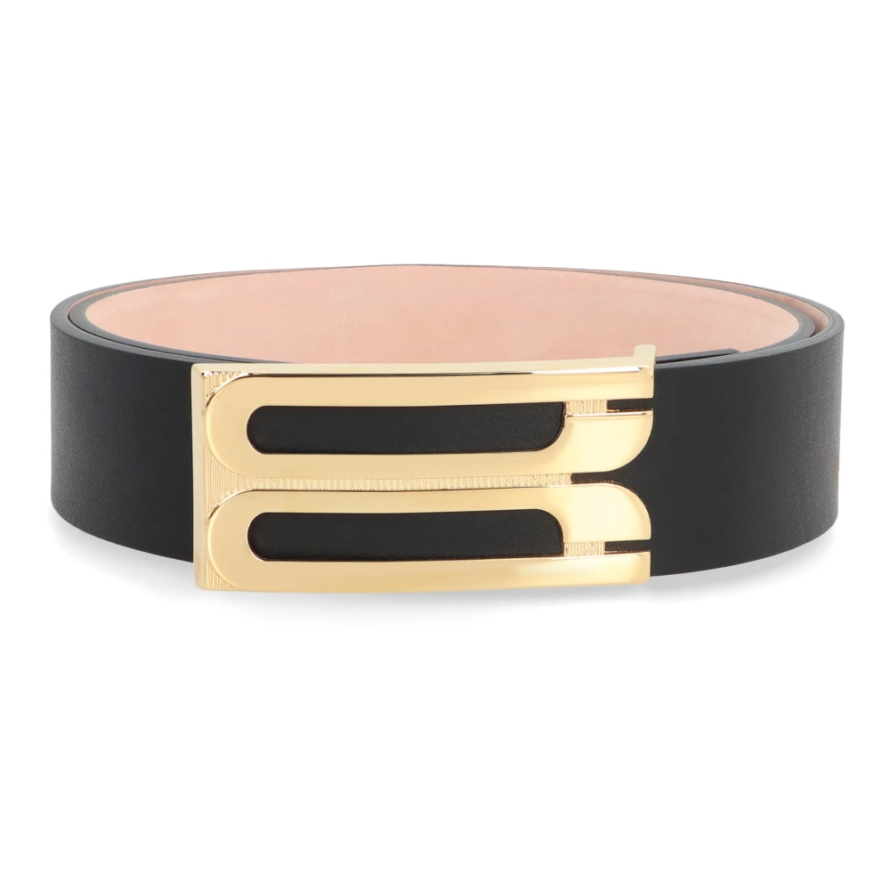 Victoria Beckham Kalfsleren Logo Gesp Riem Black Dames