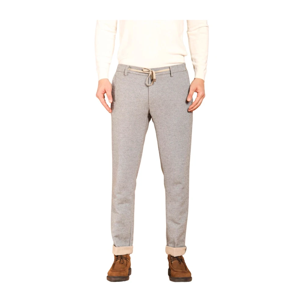 Mason's Grijze Katoen Wol Effect Chino Jogger Broek Gray Heren