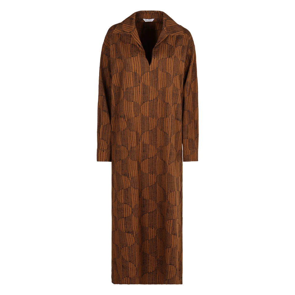 Max Mara , Midi Dresses, Female, Brown, M, Cotton Mini-Dress With Shirt Collar