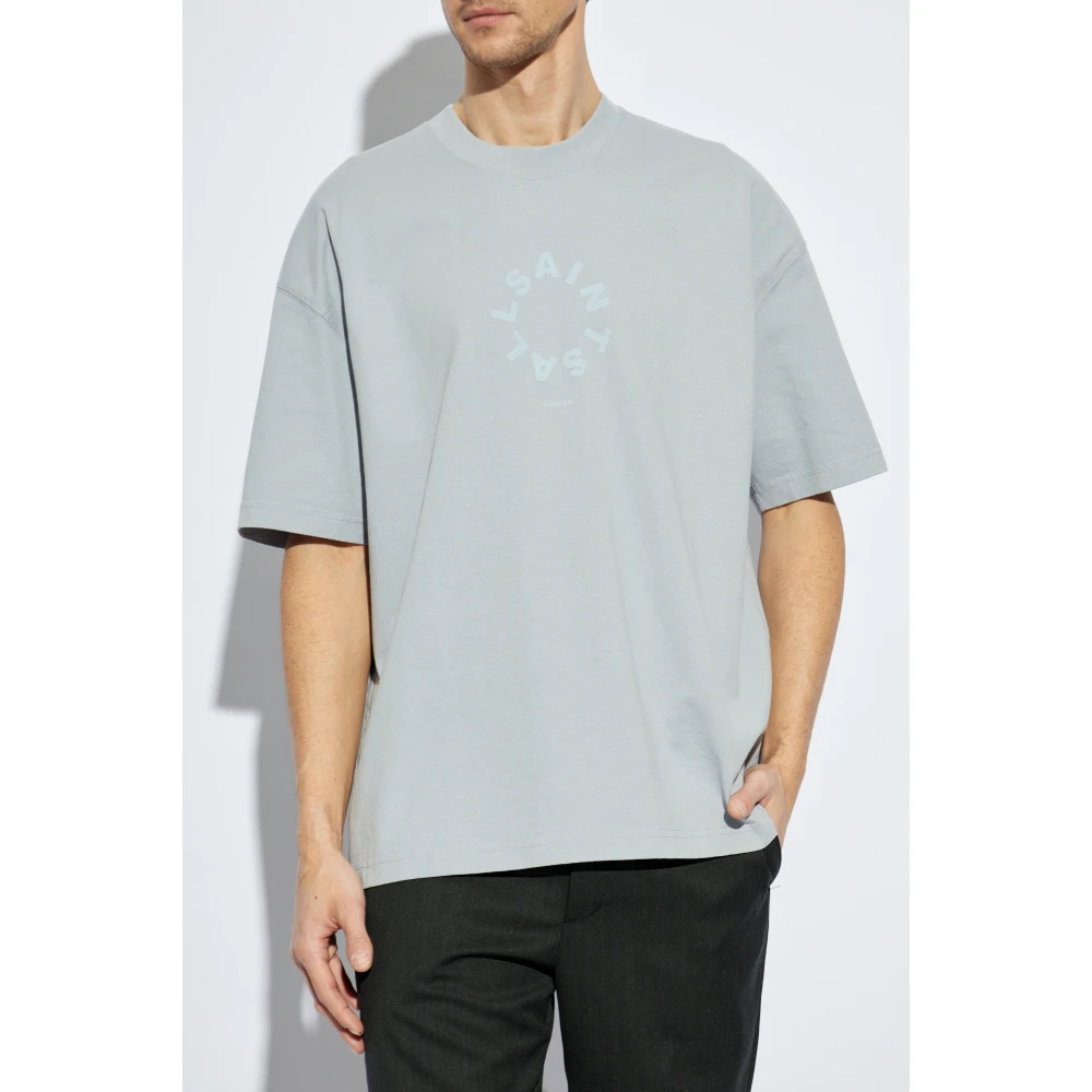AllSaints Tierra Oversize T-shirt Blue Heren