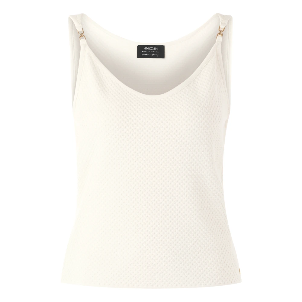 Marc Cain Women's White Stricktop "Rethink Together" - Sleeveless Tops - L - Tops